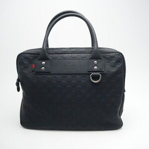 Gucci Briefcase White Pattern Guccissima Leather Black